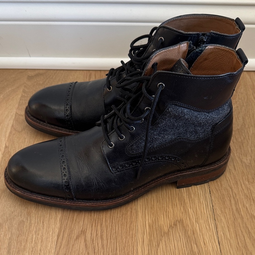 Johnston & Murphy Black and Gray Men's Leather Boots